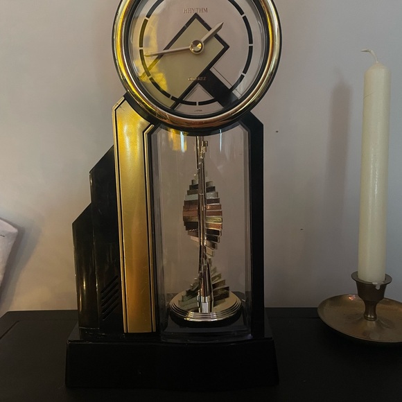 Rhythm. Black and Gold Wall Clock - Picture 2 of 4